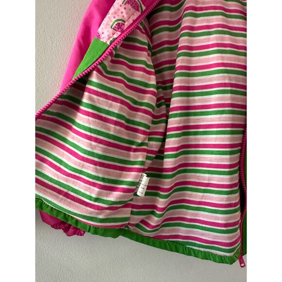 Lily & Dan Jacket Girls XS (4-5) Pink Green Raincoat Spring Hooded Watermelon - Picture 6 of 7